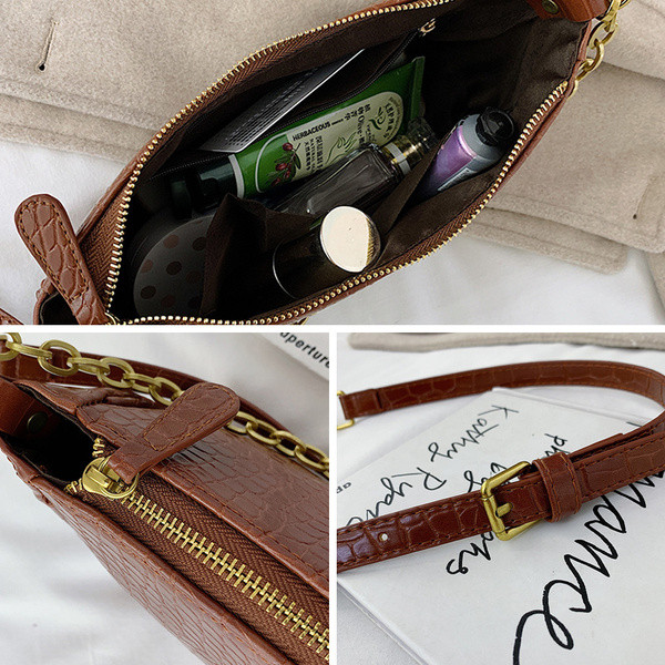 Lezser női bőrtáska két füllel, fekete, barna és bézs színben