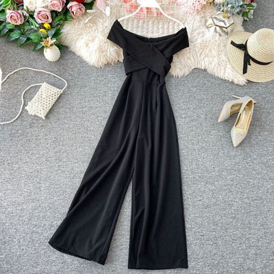 Stílusos női hosszú overall, csupasz vállakkal, különböző színekben