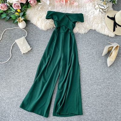 Stílusos női hosszú overall, csupasz vállakkal, különböző színekben