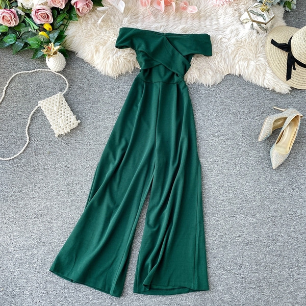 Stílusos női hosszú overall, csupasz vállakkal, különböző színekben