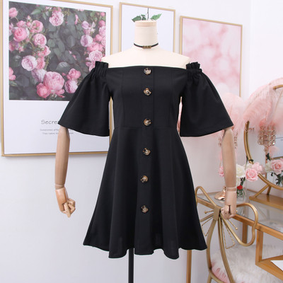 Modern női ruha csupasz váll és gombokkal több színben