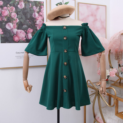 Modern női ruha csupasz váll és gombokkal több színben