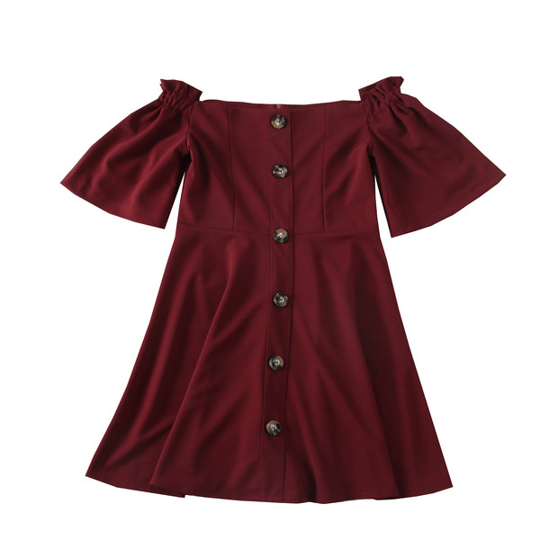 Modern női ruha csupasz váll és gombokkal több színben