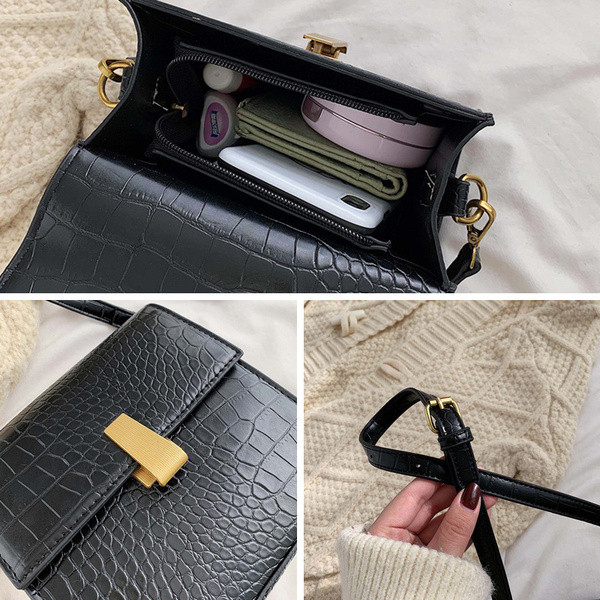 Női táska új modell hosszú füllel eko bőrből fekete, barna és piros színben