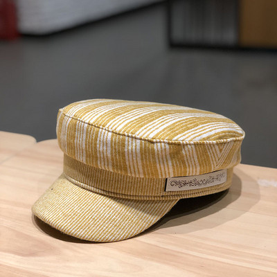 Csíkos női sapka napellenzővel rózsaszín, sárga, szürke és bézs színben