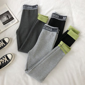 Női elasztikus leggings három színben felirattal, magas derékkal