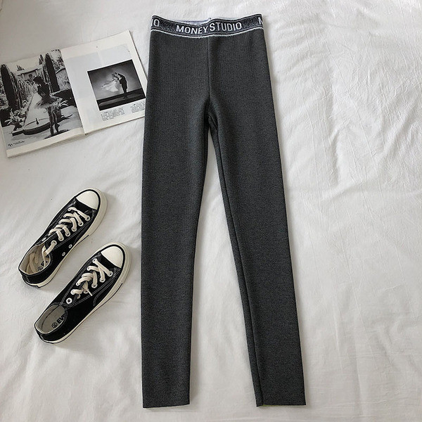 Női elasztikus leggings három színben felirattal, magas derékkal