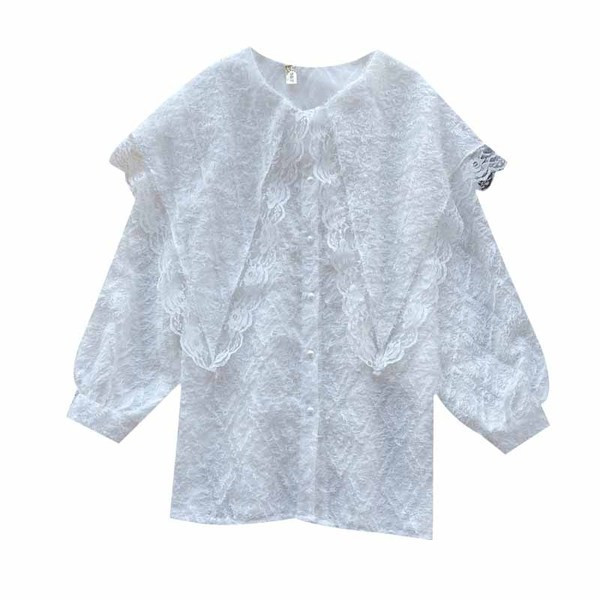 Modern női csipke ing hosszú ujjal és gombokkal fekete, fehér és bézs színben