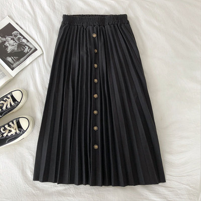 Redős női szoknya retro stílusú gumírozott derékkal és gombokkal