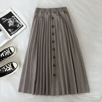 Redős női szoknya retro stílusú gumírozott derékkal és gombokkal