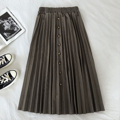 Redős női szoknya retro stílusú gumírozott derékkal és gombokkal
