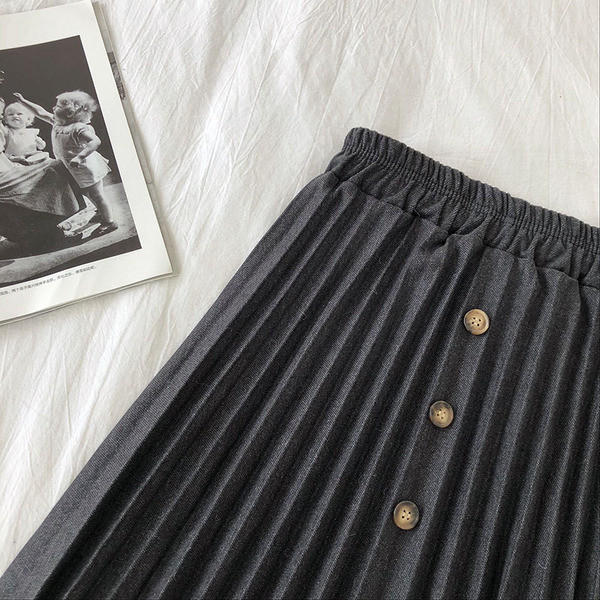 Redős női szoknya retro stílusú gumírozott derékkal és gombokkal