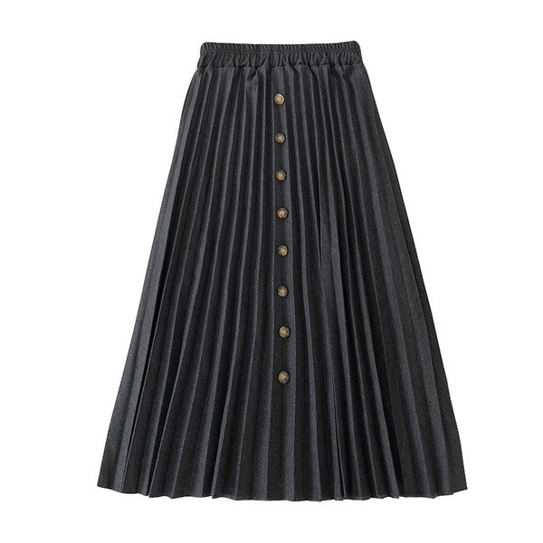 Redős női szoknya retro stílusú gumírozott derékkal és gombokkal