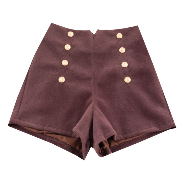 Modern női magas derekú rövidnadrág és bársonygombos rózsaszín és fekete színben