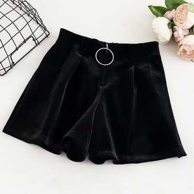 Új modell női rövidnadrág magas derékkal, bársony cipzárral fekete és szürke színben