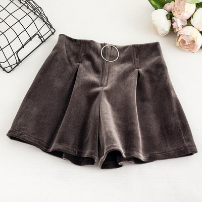 Új modell női rövidnadrág magas derékkal, bársony cipzárral fekete és szürke színben