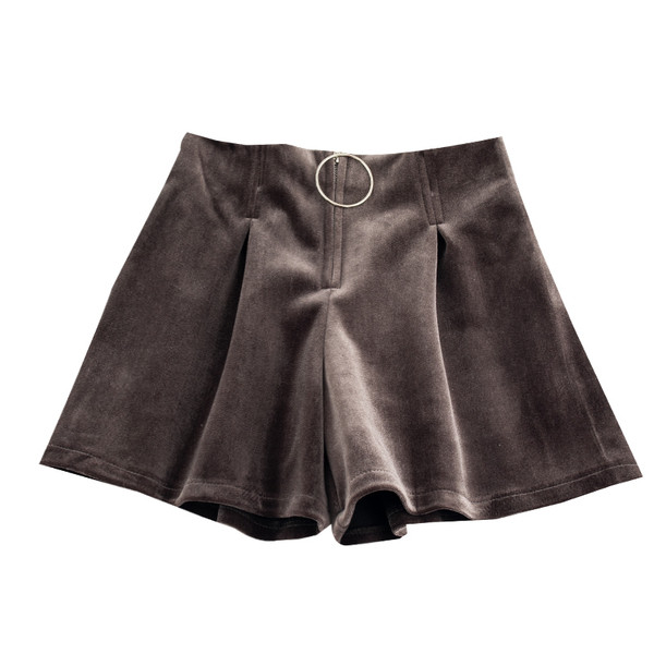 Új modell női rövidnadrág magas derékkal, bársony cipzárral fekete és szürke színben