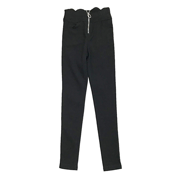 Modern női nadrág cipzárral, magas derékkal, fekete színben