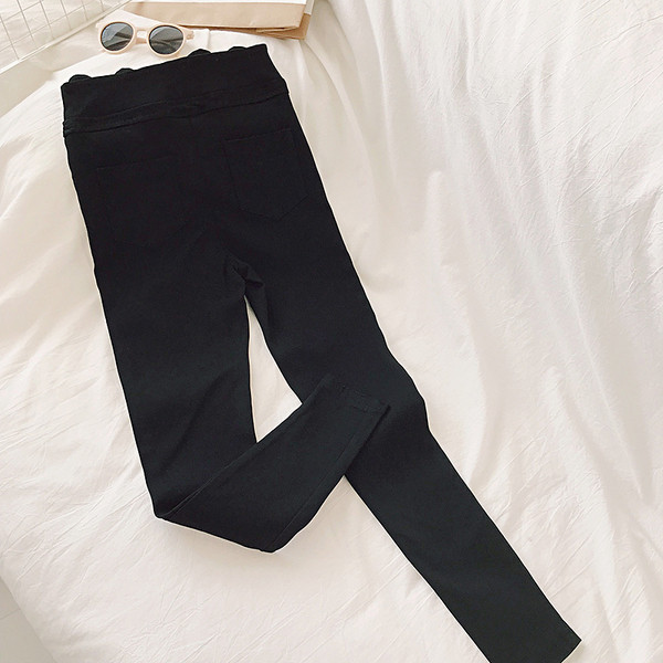 Modern női nadrág cipzárral, magas derékkal, fekete színben