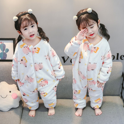 Παιδική χειμωνιάτικη πιτζάμα για κορίτσια σε λευκό με φερμουάρ και στρογγυλό λαιμόκοψη