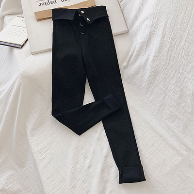 Modern női nadrág magas derékkal, fekete gombokkal