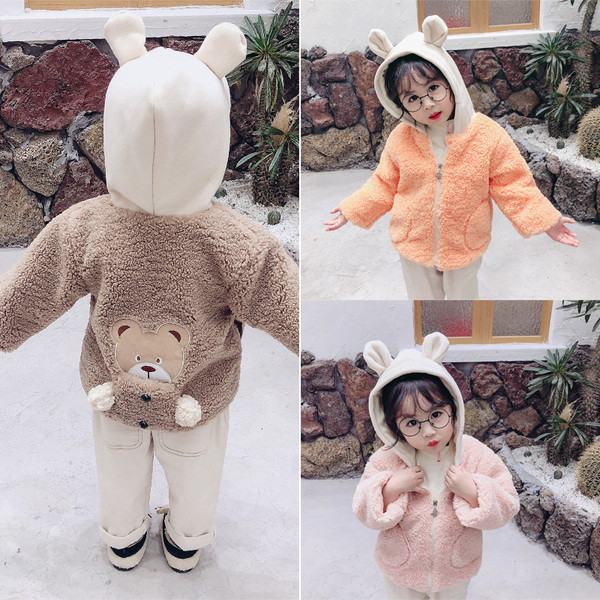 Gyerek kabát lányoknak három színben zsebekkel és 3D elemmel