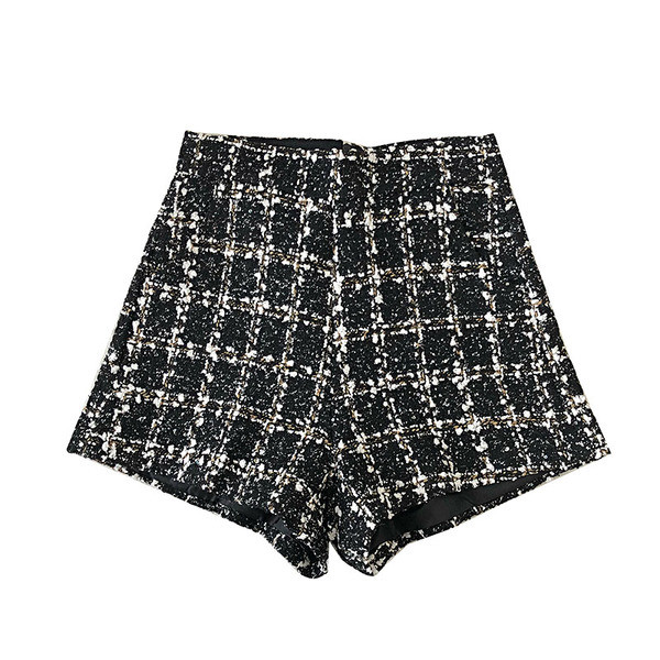 Modern női magas derekú nadrág fekete és arany színben