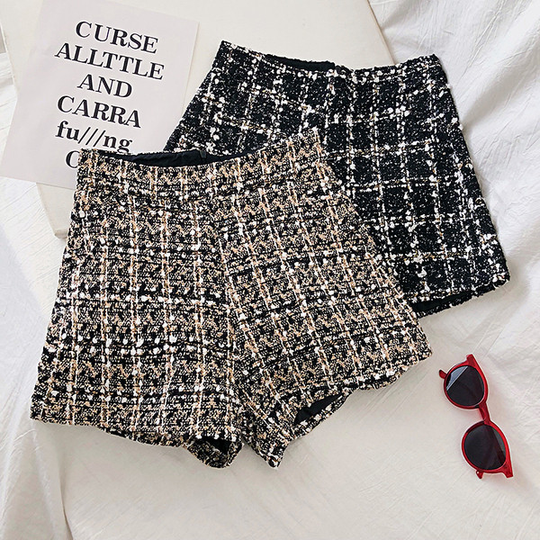 Modern női magas derekú nadrág fekete és arany színben