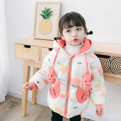 Gyermek téli kabát két színben kapucnival és nyakkendővel lányoknak