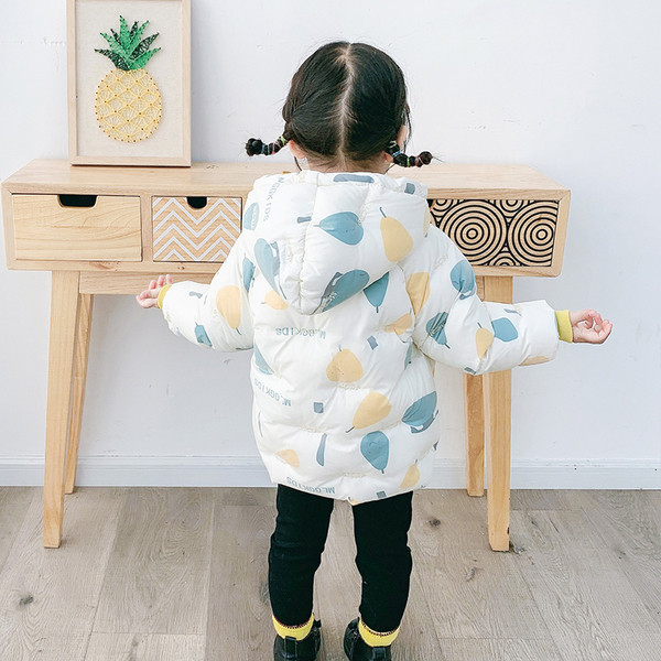 Gyermek téli kabát két színben kapucnival és nyakkendővel lányoknak