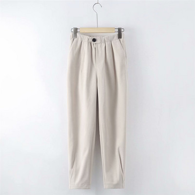 Női alkalmi nadrág zsebekkel - magas derék, bézs, fehér, rózsaszín, kék és fekete színben