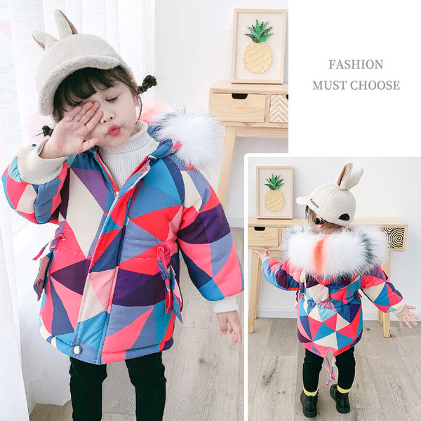 Téli gyerekdzseki lányoknak két színben zsebbel és pehellyel