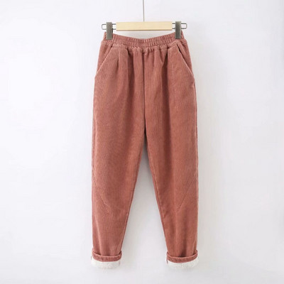 Női alkalmi nadrág zsebekkel és puha béléssel, fehér, szürke és rózsaszín színben