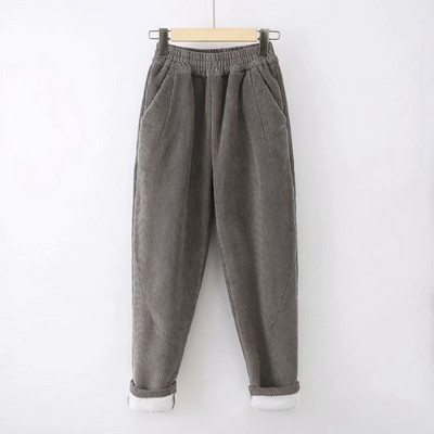 Női alkalmi nadrág zsebekkel és puha béléssel, fehér, szürke és rózsaszín színben