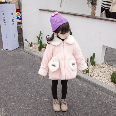 Gyerek kabát lányoknak rózsaszín és zöld színben, zsebekkel és gallérral