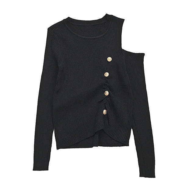 Női alkalmi blúz ovális nyakkivágással és csupasz vállszínű piros, fehér és fekete színben