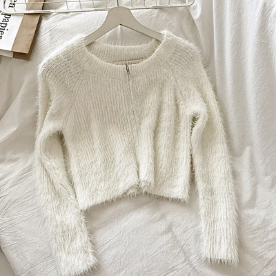 Új modell női kardigán cipzárral és ovális nyakkivágással több színben