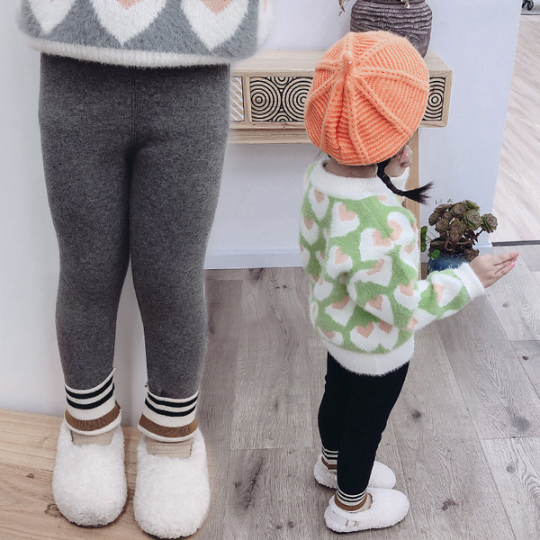 Napi gyermek leggings lányoknak fekete és szürke színben, télre alkalmas