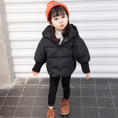 Gyermek téli kabát lányoknak három színben kapucnival és gombokkal