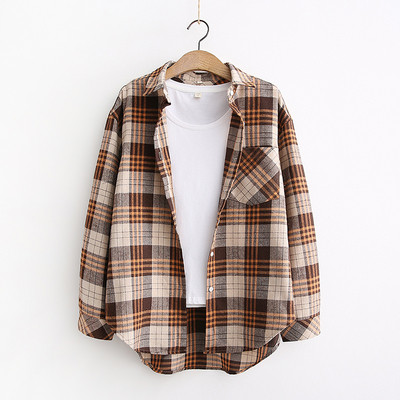 Νέο μοντέλο καρό  γυναικείο πουκάμισο με τσέπη και κουμπιά σε διάφορα χρώματα