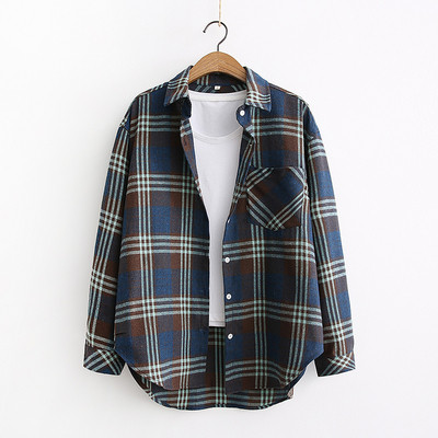 Νέο μοντέλο καρό  γυναικείο πουκάμισο με τσέπη και κουμπιά σε διάφορα χρώματα