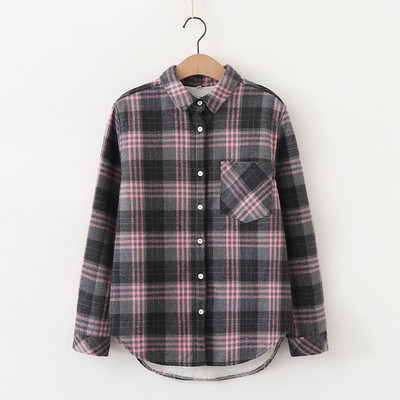 Νέο μοντέλο καρό  γυναικείο πουκάμισο με τσέπη και κουμπιά σε διάφορα χρώματα