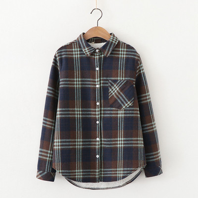 Νέο μοντέλο καρό  γυναικείο πουκάμισο με τσέπη και κουμπιά σε διάφορα χρώματα