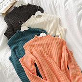 Μοντέρνα γυναικεία πλεκτή μπλούζα με  και γυμνά ώμους σε διάφορα χρώματα