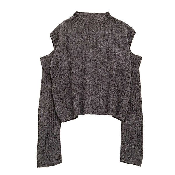 Μοντέρνα γυναικεία πλεκτή μπλούζα με  και γυμνά ώμους σε διάφορα χρώματα