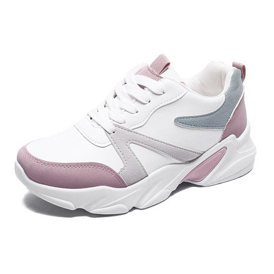 Alkalmi női tornacipő durva talppal és fűzős rózsaszín és fekete színben