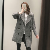 Елегантно дамско палто в сив цвят с копчета прав модел