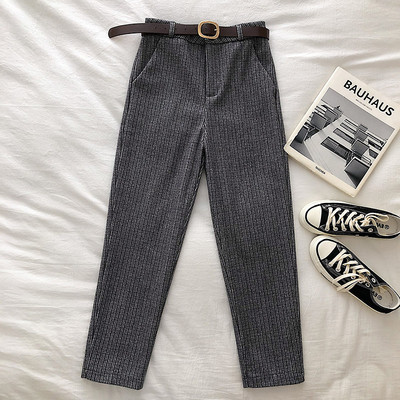 Μοντέρνα γυναικεία παντελόνια σε τρία χρώματα με ζώνη και υψηλή μέση