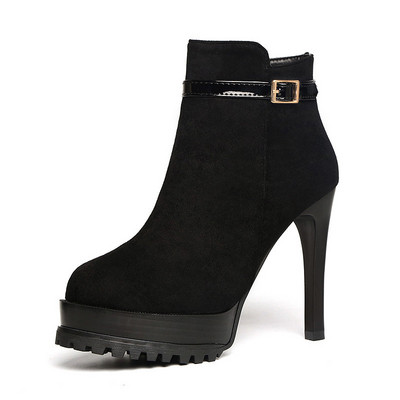 ΝΕο μοντέλο eco δερμάτινες και suede γυναικείες μπότες με λεπτό τακούνι σε μαύρο  χρώμα