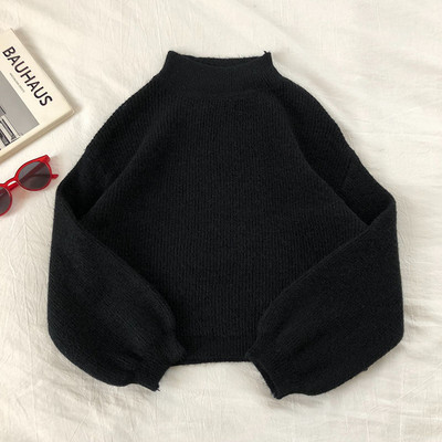 Γυναικείο πουλόβερ  σε τέσσερα χρώματα με ημι-υψηλό κολάρο και φαρδιά μανίκια